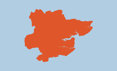 Map showing area covered